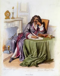 Porträt von Jean-Baptiste Poquelin dit Molière, französischer Dramatiker und Schauspieler (1622-1673) - in „Le Plutarque français“, Ed. Mennechet