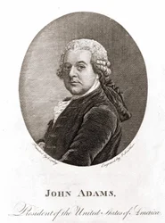 Porträt von John Adams (1735 - 1826), 2. Präsident der Vereinigten Staaten (1797 - 1801). Gravur 19. Jahrhundert