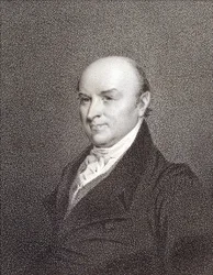 Porträt von John Quincy Adams (1767 - 1848), Sohn von Präsident John Adams und Präsident der Vereinigten Staaten (1825 - 1829). Gravur 19. Jahrhundert