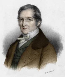 Porträt von Louis-Joseph Gay-Lussac (Louis Joseph Gay Lussac) (1778-1850), französischer Physiker und Chemiker. Gravur des 19. Jahrhunderts.
