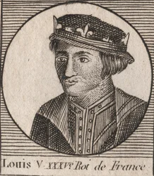 Porträt von Ludwig V. dem Faulen (967-987), König von Frankreich - Ludwig V. der Faule (967-987) - Gravur aus „Unterricht über die Geschichte Frankreichs“ von Charles Constant Le Tellier 1821