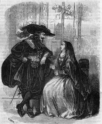 Porträt von Ludwig XIII. (1601-1643) König von Frankreich und Mademoiselle de Lafayette - Gravur aus dem 19. Jahrhundert