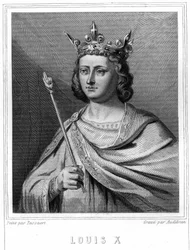Porträt von Ludwig X le Hutin (1289 - 1316), König von Frankreich - in „Histoire des Français“ von Lavallée, Gravur