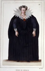 Porträt von Maria von Medici (1573 - 1642), Ehefrau von Heinrich IV. und Mutter von Ludwig XIII. Gravur von 1830