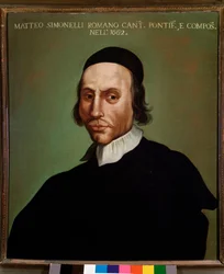 Porträt von Matteo Simonelli (1618-1696) italienischer Komponist. Anonymes Gemälde. 1662. Bologna, Civico Museo