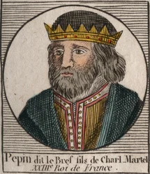 Porträt von Pippin III. genannt Pippin der Kurze (714-768) König von Frankreich - Pippin III. (714-768) König der Franken - Gravur aus „Instruction sur l