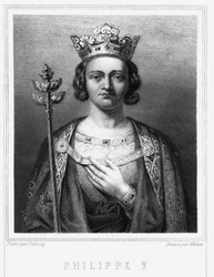 Porträt von Philipp V. der Lange (1294 - 1322), König von Frankreich - in „Histoire des Français“ von Lavallée, Gravur, sd