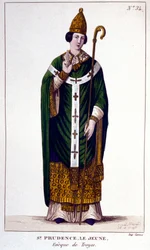 Porträt von Saint Prudence von Troyes, Bischof von Troyes (9. Jahrhundert).