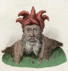 Porträt von Saladin (1138-1193) (Salah al Din Yusuf al-Ayyubi), Militärkommandant gegen die Kreuzzüge in Ägypten. Gravur des 19. Jahrhunderts