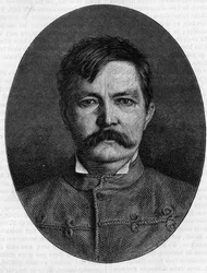 Porträt von Sir Henry Morton Stanley, Pseudonym von John Rowlands (1841-1904), britischer Entdecker und Journalist. Gravur in „Le Journal de la jeunesse“