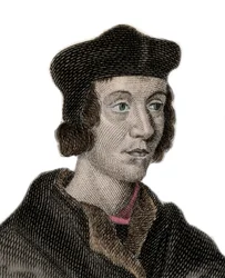 Porträt von Sir John Fortescue de Salden (circa 1531-1607), englischer Politiker, Schatzkanzler. Gravur des 19. Jahrhunderts.