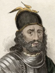 Porträt von Sir William Wallace (Braveheart) (ca. 1270-1305), schottischer Ritter. Stich aus dem 19. Jahrhundert.