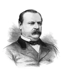 Porträt von Stephen Grover Cleveland (1837-1908), designiert für die Präsidentschaft der amerikanischen Republik durch die Delegierten der Staaten. Gravur in „Le Monde Illustré“.