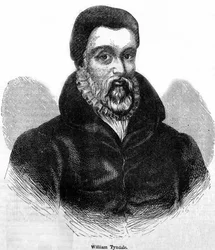 Porträt von William Tyndale (1494-1536), walisischer Theologe und Übersetzer. Gravur des 19. Jahrhunderts