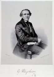 Porträt des deutschen Opernkomponisten Giacomo Meyerbeer (1791-1864). Gravur. 19. Jahrhundert. Bologna, civico museo musico