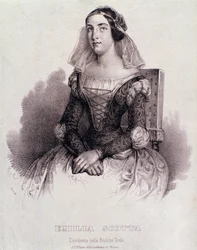 Porträt der Sängerin Emilia Scotta in der Oper Beatrice de Tende