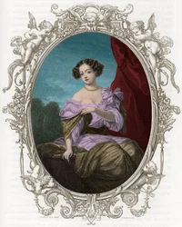 Porträt der Herzogin (Mademoiselle) von Fontanges (1661-1681), Favoritin von Ludwig XIV. - Gravur von 1862 in „Die Königinnen der Welt“ von unseren ersten Schriftstellern - Herausgegeben unter der Leitung von J.G.D. Armengaud