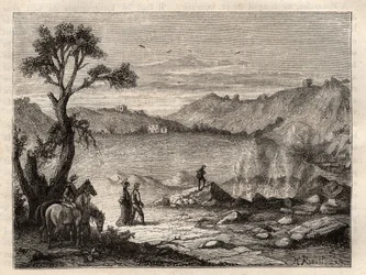 Pozzuoli Solfatara, in der Nähe von Neapel - Solfatare de Pouzolles, Italien - Gravur in 