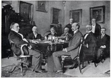 Präsident McKinley und sein Kabinett im Weißen Haus.