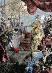 Königin Elisabeth I. (1530-1603) schlägt Francis Drake (1540-96) zum Ritter