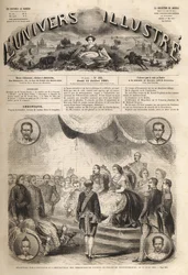 Empfang der siamesischen Botschafter durch Kaiser Napoleon III. und die Kaiserin Eugenie im Schloss Fontainebleau, 27. Juni 1861 - „Empfang der Botschafter von Siam durch Napoleon III. und die Kaiserin Eugenie“: Im großen Ballsaal Henri II. des Schlosses F