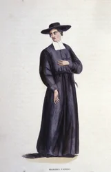 Religiöser von Aubac. Gravur aus einem Album über religiöse Orden, Paris