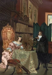 René Descartes gibt Königin Christine von Schweden Philosophieunterricht, ca. 1649-1650