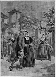 Aufführung im Odeon-Theater des Melodramas in drei Akten und fünf Gemälden „L