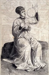 Darstellung eines Astrologen, der im 15. Jahrhundert ein Astrolabium benutzt. Gravur aus „De machinis Bellicis“ (Belagerungsmaschinen)