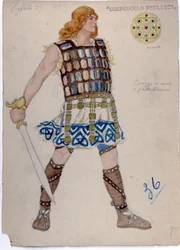 Darstellung der Figur „Siegfried“ für „Die Götterdämmerung“. „Der Ring des Nibelungen“