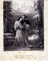 Rosina Stoltz und Gilbert Duprez im vierten Akt von „La Favorite“ von Gaetano Donizetti. 1840.