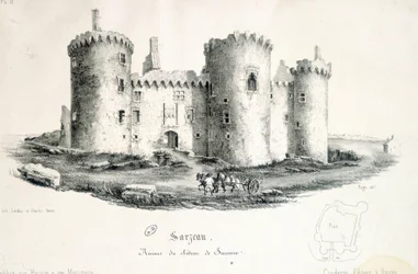 Ruinen des Schlosses von Sucinio in Sarzeau (Morbihan) - Gravur
