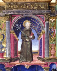 Der heilige Antonius von Padua. Manuskript aus dem 15. Jahrhundert. Biblioteca Nazionale Braidense, Mailand.