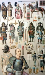 Samurai-Kostüme, Waffen und Rüstungen. 19. Jahrhundert