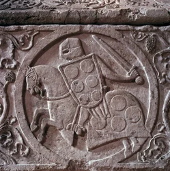 Sarkophag des Ritters der Palastfamilie (wahrscheinlich Hugh des Palastes), Detail des unteren Reliefs