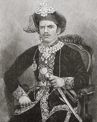 Sayajirao Gaekwad III, im Alter von 17 Jahren, Maharadscha von Baroda, Indien (Gravur)