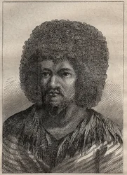 Zweite Reise (1772-1775) von Kapitän James Cook (1728-1779): Porträt von O-Too (O Too), König von Tahiti - Illustration aus „Die großen Seefahrer des 18. Jahrhunderts“