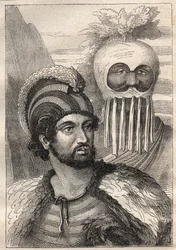 Zweite Reise (1772-1775) von Kapitän James Cook (1728-1779): Typen der Sandwichinseln (Cook-Inseln, Südliche Sandwichinseln) - Illustration aus „Die großen Seefahrer des 18. Jahrhunderts“