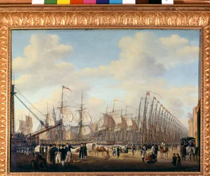 Geheime Flotte von Napoleon I. nach Vlissingen (niederländischer Hafen) für den versuchten Einmarsch in England. Anfang des 19. Jahrhunderts. Amsterdam, Maritimes Museum