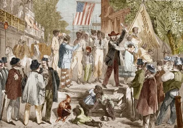 Sklavenverkauf in Richmond in den Vereinigten Staaten im Jahr 1864.
