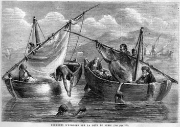 Schwammfischer an der syrischen Küste im Jahr 1867