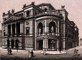 Stadttheater in Wien, Österreich in „Die Welt illustriert 168 Ansichten“ (Ende des 19. Jahrhunderts)