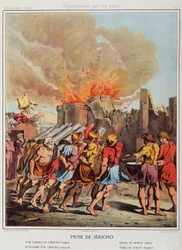 Eroberung von Jericho (die fallenden Mauern) in „Heilige Geschichte“, ed. Hachette