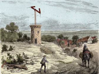 Telegraf: Telegraf von Claude Chappe um 1794 (Stich)