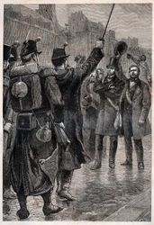 Die Verhaftung von Victor Schoelcher (1804-93) an der Barrikade Saint Antoine, 4. Dezember 1851 - Während des Aufstands, der durch den Staatsstreich von Louis Bonaparte (dem zukünftigen Napoleon III.) ausgelöst wurde