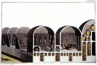 Die Caracalla-Thermen in Rom. Gravur Anfang des 19. Jahrhunderts