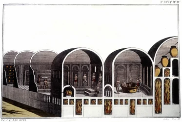 Die Caracalla-Thermen in Rom. Gravur aus dem frühen 19. Jahrhundert