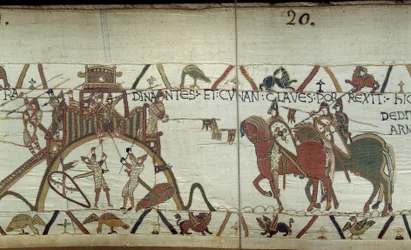 Der Herzog der Bretagne übergibt dem Herzog der Normandie die Schlüssel der Stadt am Ende eines Speers