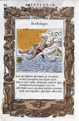 Der Sturz des Ikarus - Der Sturz des Ikarus. Farbige Xylographie des 16. Jahrhunderts