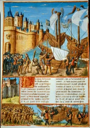 Der König von Frankreich Ludwig IX. (Saint Louis) beim Aufbruch zum siebten Kreuzzug
